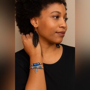 Elegant Black and yellow Beaded Earrings